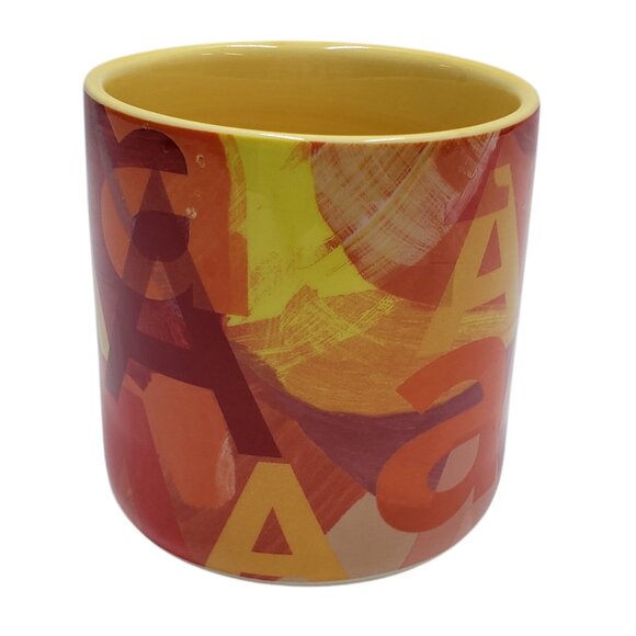 Anthropologie Coffee Tea Mug Letter A Graphic Red Pink Yellow - Picture 4 of 10